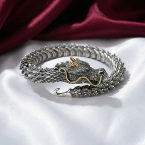 Bracelete Dragão 3D - Prata 925 e Ouro 9k