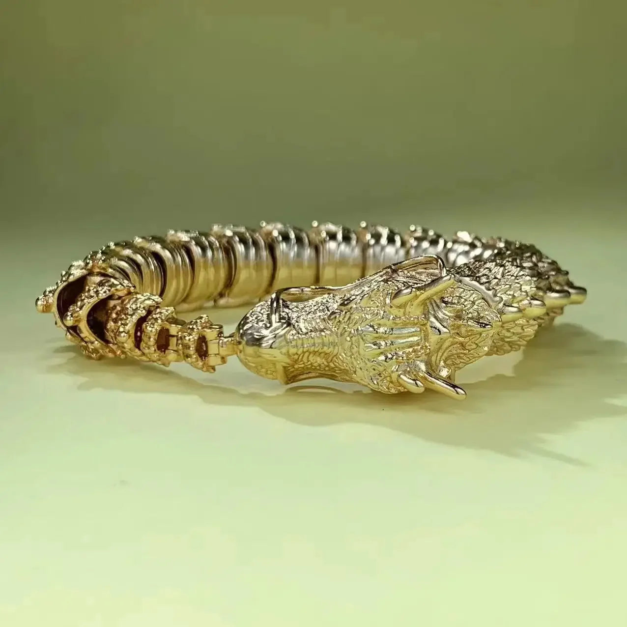 Bracelete Dragão 3D - Prata 925 e Ouro 9k