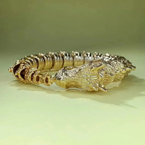 Bracelete Dragão 3D - Prata 925 e Ouro 9k