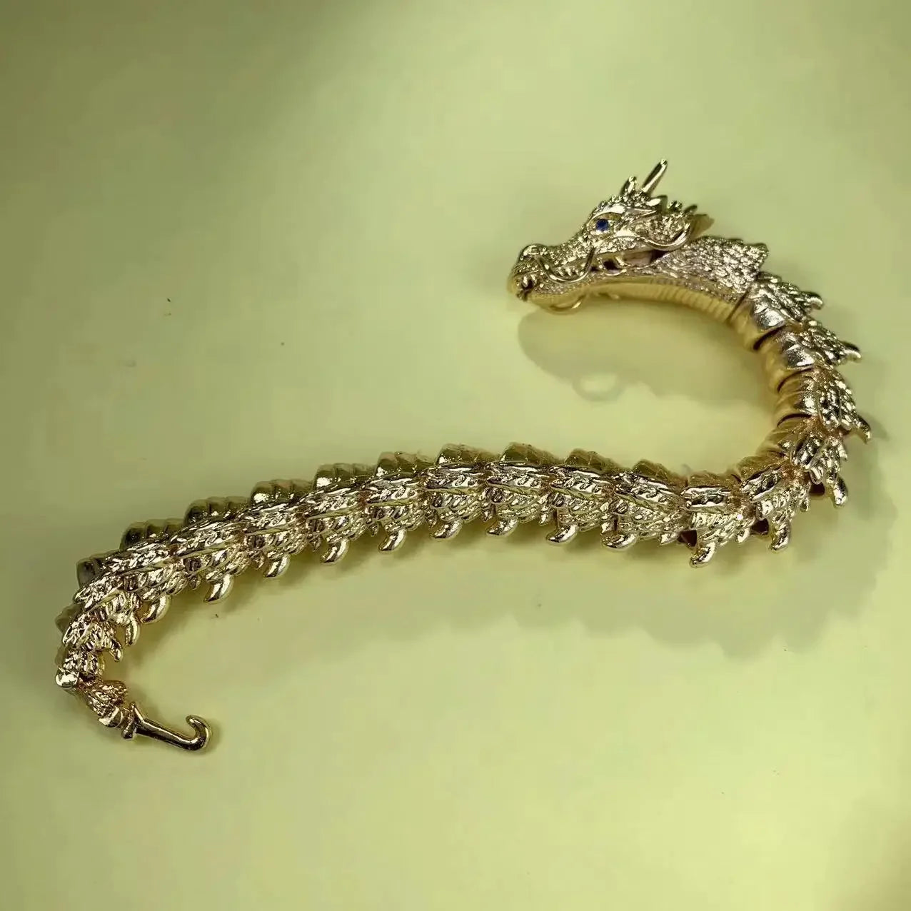 Bracelete Dragão 3D - Prata 925 e Ouro 9k